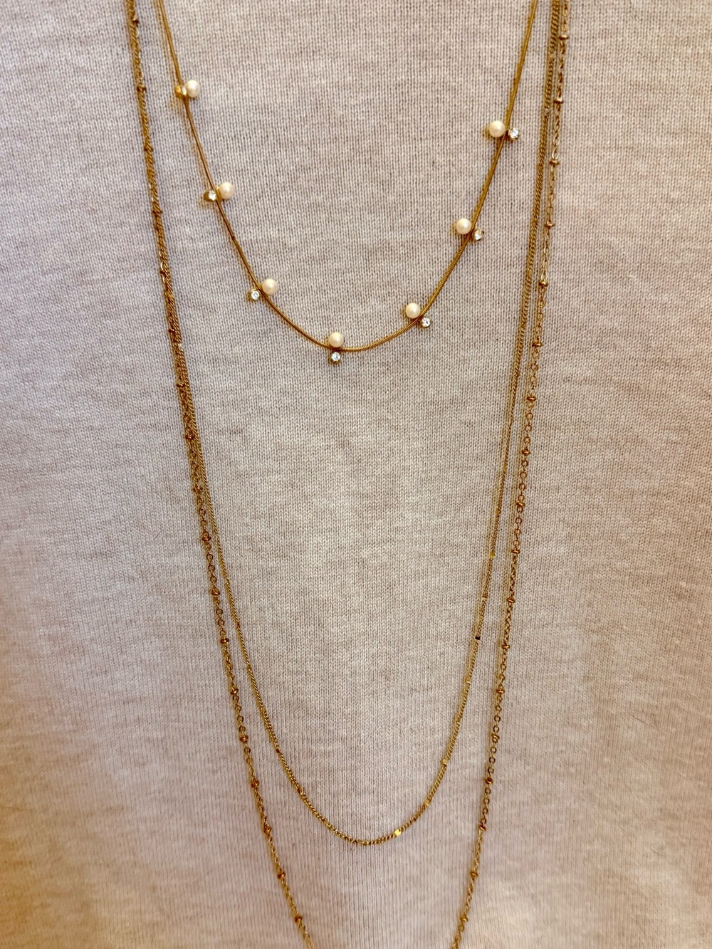 Rebecca Minkoff Gold Layered Pearl Station Necklace